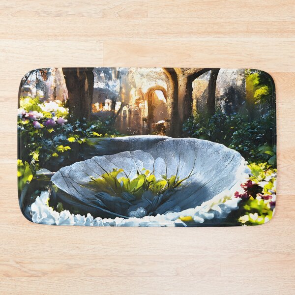 Item preview, Bird bath in a garden with gardenias  designed and sold by fizzribbit.
