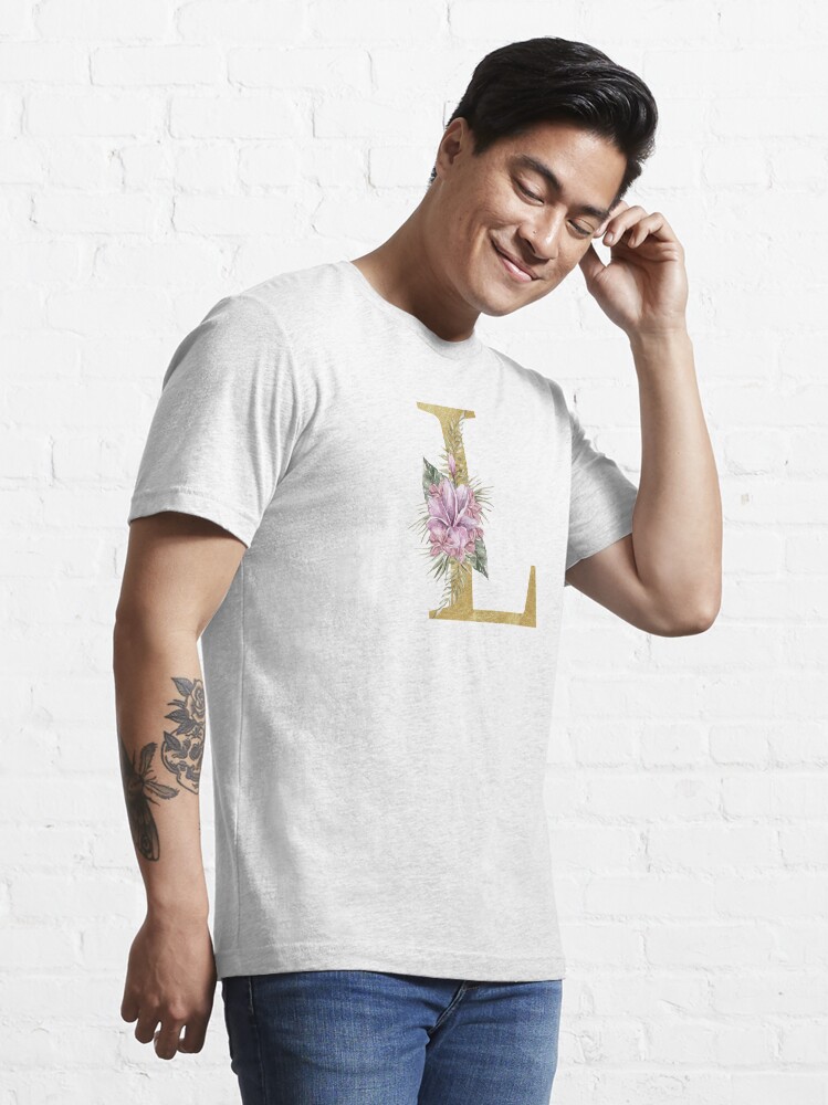 Watercolor floral L letter monogram print Essential T-Shirt for