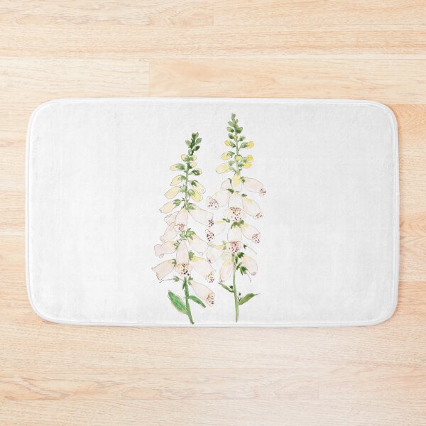Item preview, hand painted 2 white foxgloves flowers blossom ink and watercolor designed and sold by ColorandColor.