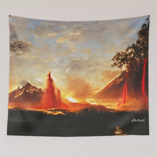 Item preview, Volcano erupting lava  designed and sold by fizzribbit.