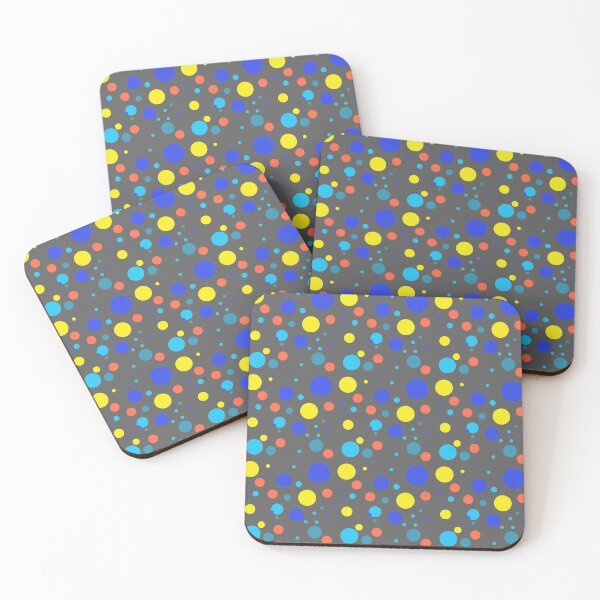 Item preview, Summer 80s 70s 60s Eighties Seventies Sixties Retro Vintage Polka Dots Dots Dots Polka Dots Poka Dots Circles Blue Yellow Orange Grey designed and sold by fairy-taler.