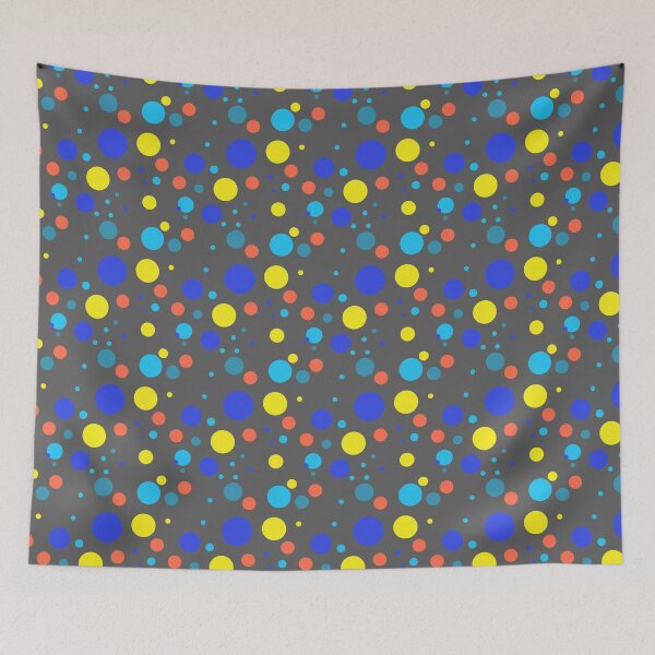 Item preview, Summer 80s 70s 60s Eighties Seventies Sixties Retro Vintage Polka Dots Dots Dots Polka Dots Poka Dots Circles Blue Yellow Orange Grey designed and sold by fairy-taler.