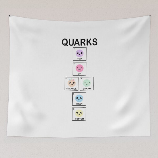 Item preview, Quarks (for light backgrounds), strange quark, charm quark, quark types found by Hadron collider at CERN, science is cool, physics is cool, go science designed and sold by Hollyharry.