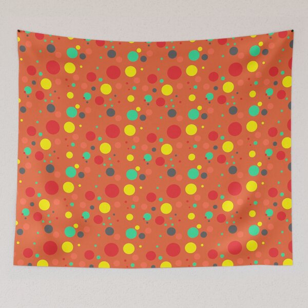 Item preview, Summer 80s 70s 60s Eighties Seventies Sixties Retro Vintage Polka Dots Dots Dots Polka Dots Poka Dots Circles Orange Red Yellow Lime designed and sold by fairy-taler.
