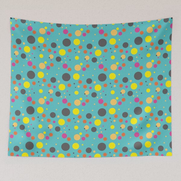 Item preview, Summer 80s 70s 60s Eighties Seventies Sixties Retro Vintage Polka Dots Dots Dots Polka Dots Circles Pink Black Yellow Orange Teal designed and sold by fairy-taler.