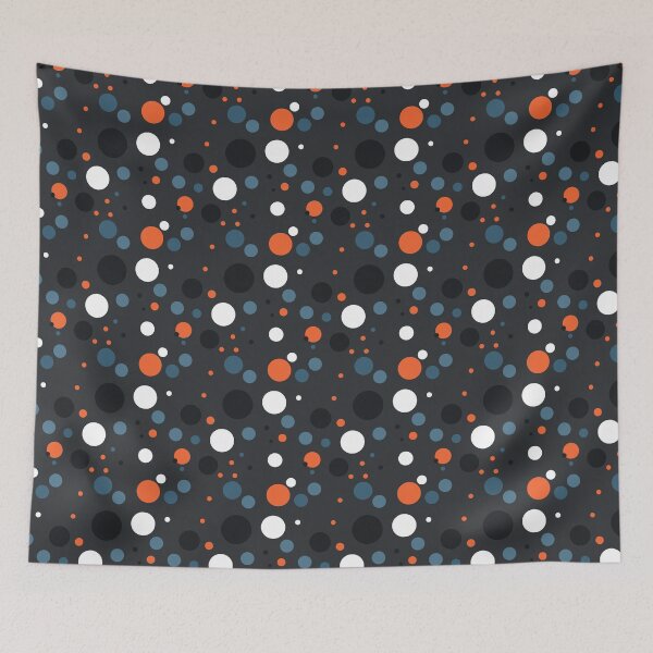 Item preview, Summer 80s 70s 60s Eighties Seventies Sixties Retro Vintage Polka Dots Dots Dots Polka Dots Poka Dots Circles Orange White Blue Black designed and sold by fairy-taler.