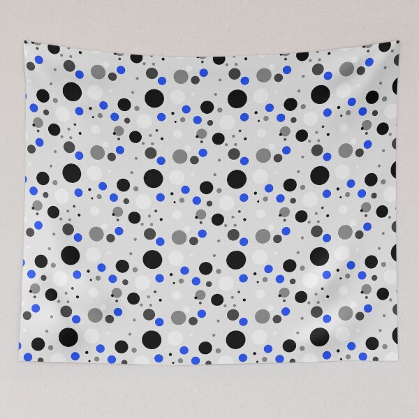 Item preview,   Vintage Retro Groovy Polka Dots 70s 60s Eighties Seventies Sixties  Dots Dots Polka Dots Poka Dots Circles Grey White Blue Black designed and sold by fairy-taler.