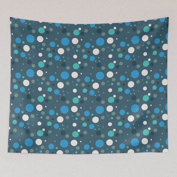 Item preview,   Vintage Retro Groovy Polka Dots 70s 60s Eighties Seventies Sixties  Dots Dots Polka Dots Poka Dots Circles Grey Cyan Green White Blue Black designed and sold by fairy-taler.