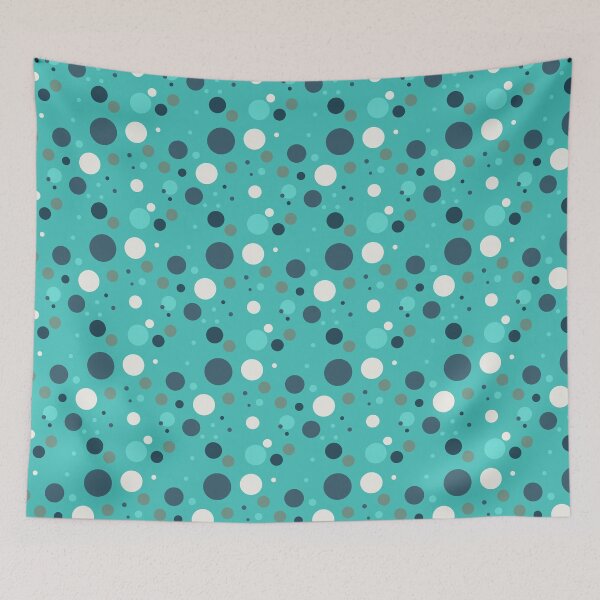 Item preview,   Vintage Retro Groovy Polka Dots 70s 60s Eighties Seventies Sixties  Dots Dots Polka Dots Poka Dots Circles Grey Cyan Green White Blue designed and sold by fairy-taler.