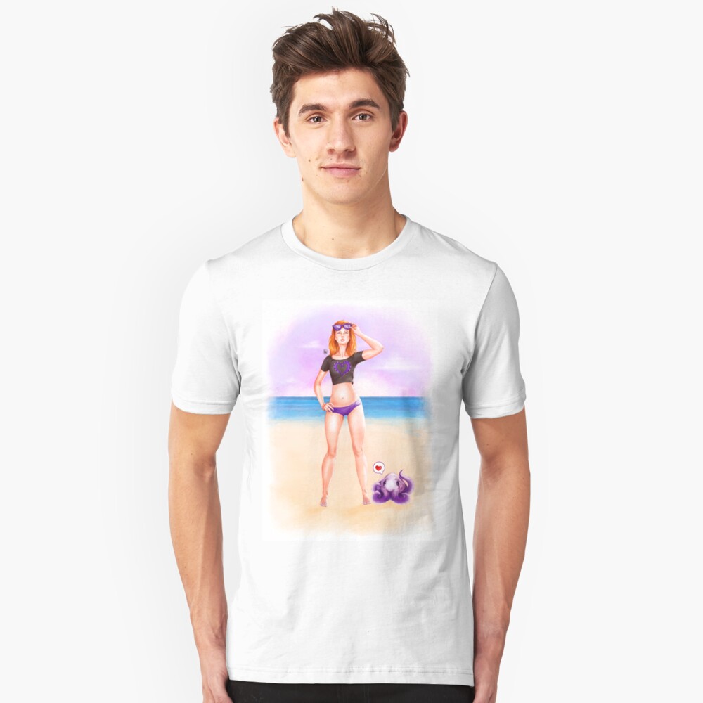 Purple Espiral Beach Slim Fit T-Shirt