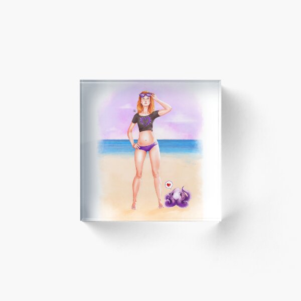 Purple Espiral Beach Acrylic Block