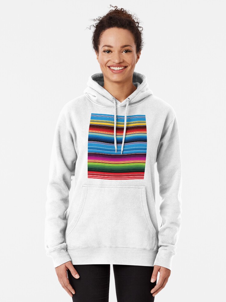 Saltillo Mexican serape blanket vibrant latino stripes zarape southwest modern fiesta zerape Pullover Hoodie