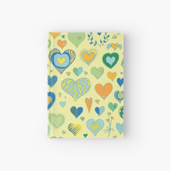 Hearts pattern - Citrus - Valentine pattern by Cecca Designs Hardcover Journal