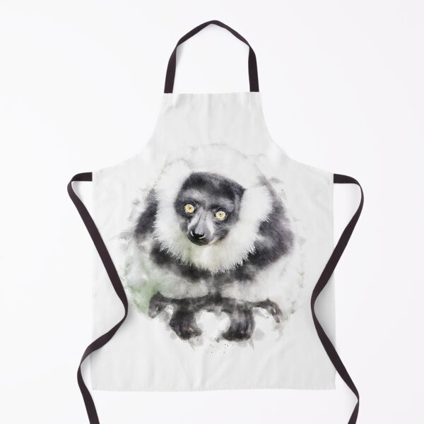 Item preview, Black and White Ruffled Lemur Watercolour Artwork designed and sold by Typeglyphs.