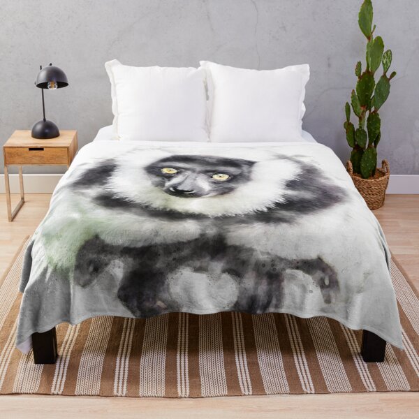 Item preview, Black and White Ruffled Lemur Watercolour Artwork designed and sold by Typeglyphs.
