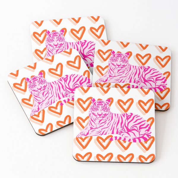 Item preview, Orange and Pink Tiger and Heart Abstract designed and sold by mollsdesignss.