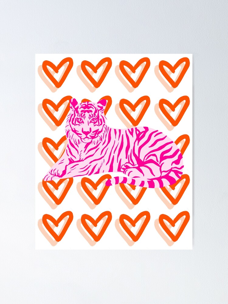 Ensemble De 3 Pièces Rose Orange Tigre Preppy Art Funky Poster