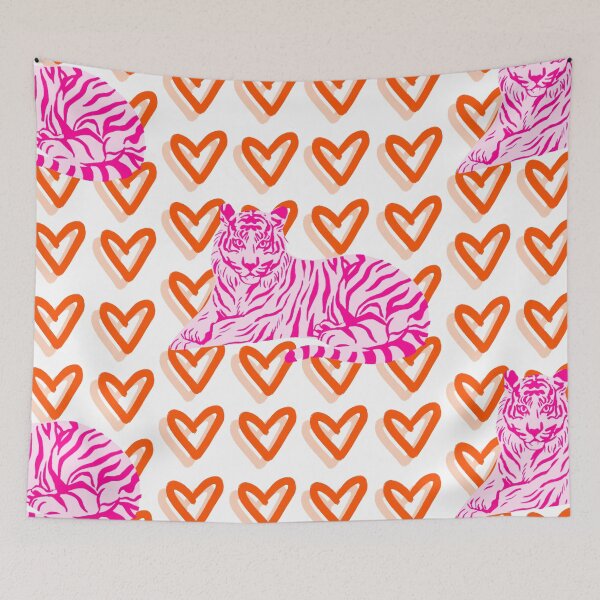 Item preview, Orange and Pink Tiger and Heart Abstract designed and sold by mollsdesignss.