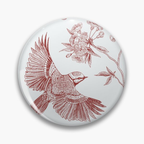 Item preview, Vintage Red Toile Birds French Country Pattern - cottage core garden designed and sold by PUFFYP.