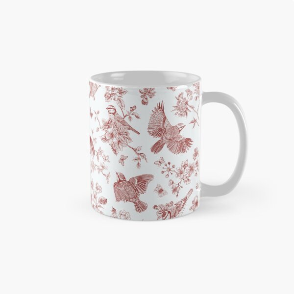 Item preview, Vintage Red Toile Birds French Country Pattern - cottage core garden designed and sold by PUFFYP.