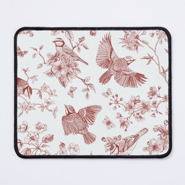 Item preview, Vintage Red Toile Birds French Country Pattern - cottage core garden designed and sold by PUFFYP.