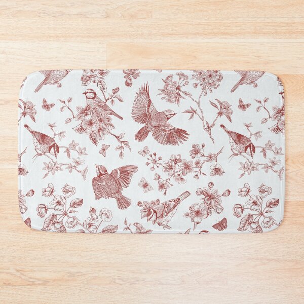 Item preview, Vintage Red Toile Birds French Country Pattern - cottage core garden designed and sold by PUFFYP.