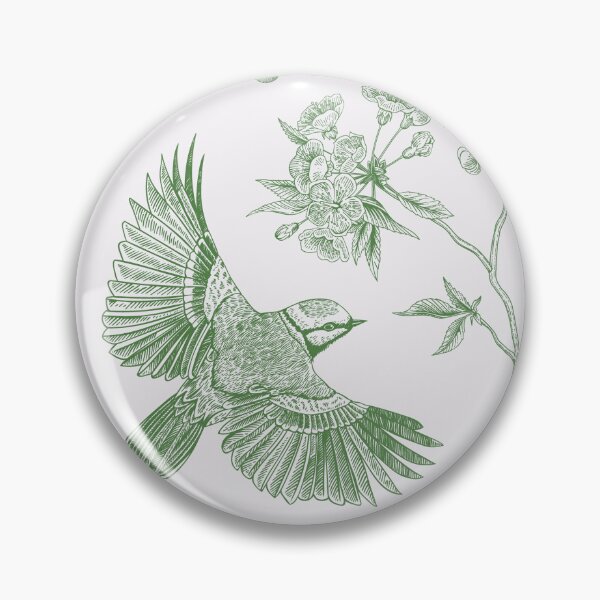 Item preview, Vintage Green Toile Birds French Country Pattern - cottagecore garden designed and sold by PUFFYP.