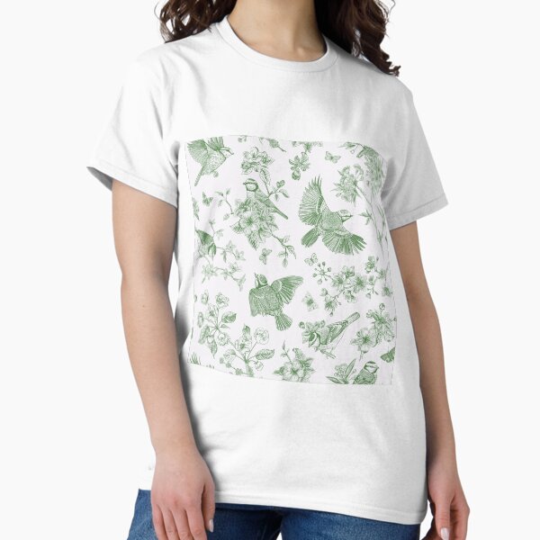 Item preview, Vintage Green Toile Birds French Country Pattern - cottagecore garden designed and sold by PUFFYP.