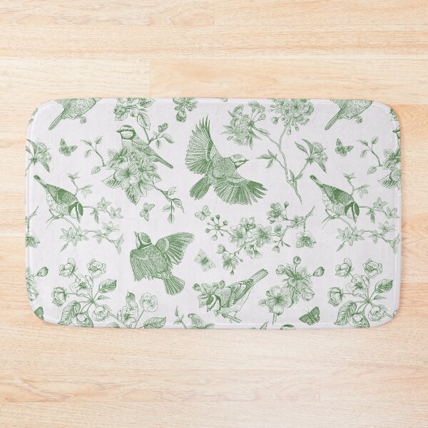 Item preview, Vintage Green Toile Birds French Country Pattern - cottagecore garden designed and sold by PUFFYP.