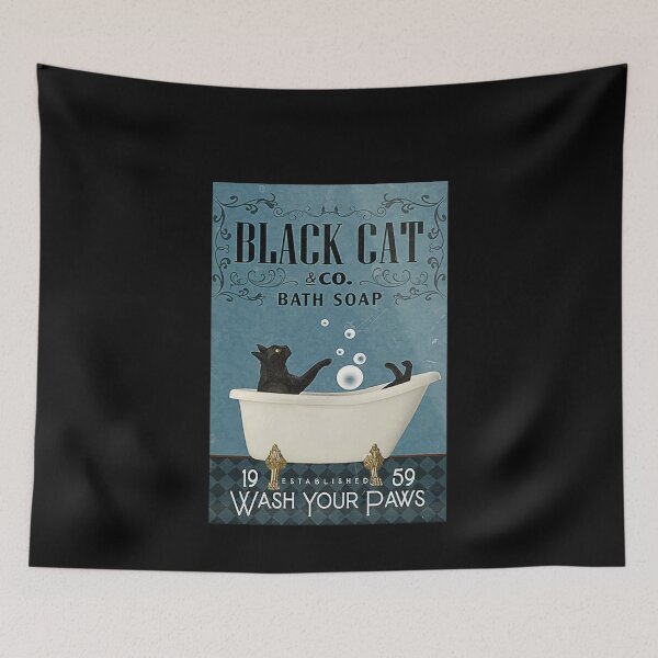 Item preview, Black Cat Bath Soap Poster, Bathroom Poster, Black Cat Poster, Cat Lover Gift designed and sold by CarmenHayess.