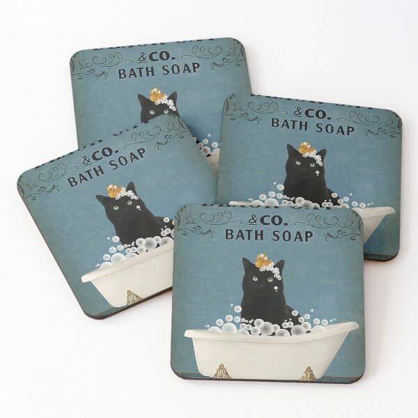 Item preview, Black Cat Co Bath Soap Wash Your Fins Canvas And Poster designed and sold by CarmenHayess.