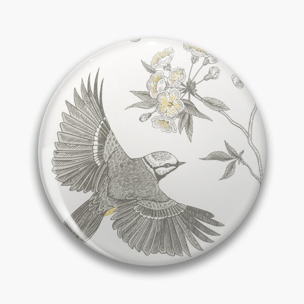 Item preview, Vintage Yellow Grey Toile Birds French Country Pattern - cottagecore garden designed and sold by PUFFYP.