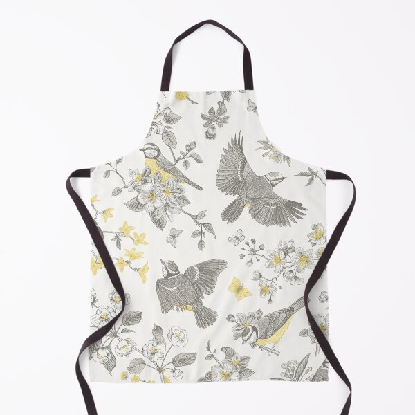 Item preview, Vintage Yellow Grey Toile Birds French Country Pattern - cottagecore garden designed and sold by PUFFYP.