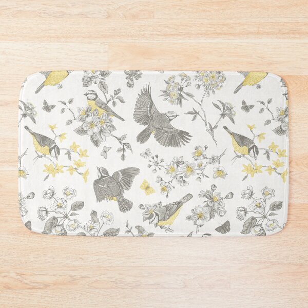 Item preview, Vintage Yellow Grey Toile Birds French Country Pattern - cottagecore garden designed and sold by PUFFYP.