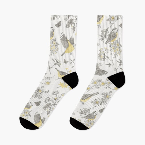 Item preview, Vintage Yellow Grey Toile Birds French Country Pattern - cottagecore garden designed and sold by PUFFYP.