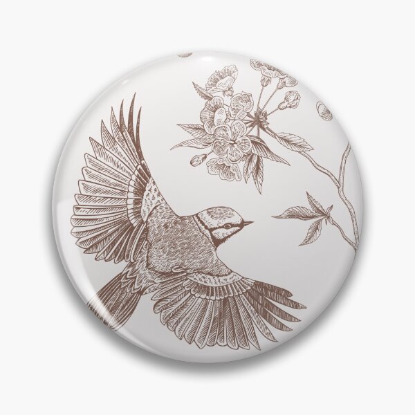 Item preview, Vintage Brown Tan Toile Birds French Country Pattern - cottagecore garden designed and sold by PUFFYP.