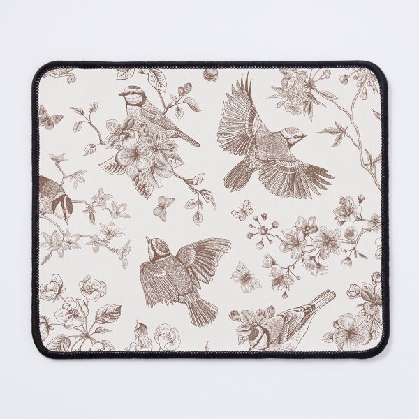 Item preview, Vintage Brown Tan Toile Birds French Country Pattern - cottagecore garden designed and sold by PUFFYP.