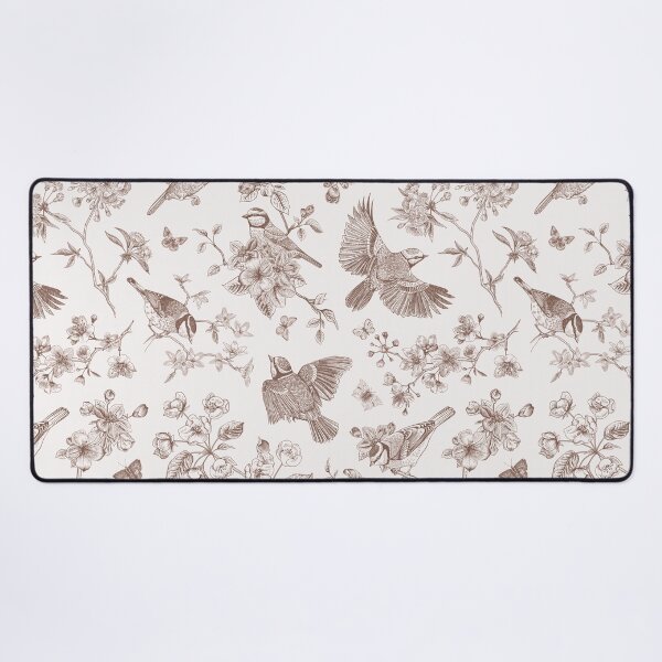 Item preview, Vintage Brown Tan Toile Birds French Country Pattern - cottagecore garden designed and sold by PUFFYP.