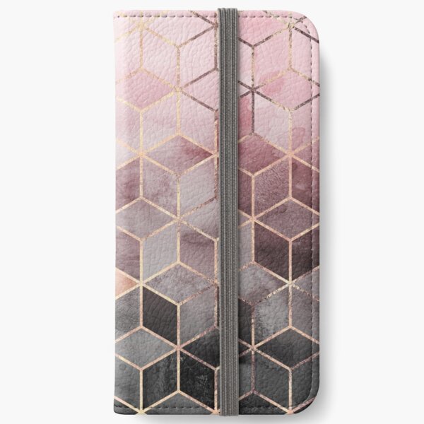 Pink And Grey Gradient Cubes iPhone Wallet
