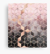 Pink And Grey Gradient Cubes Metal Print