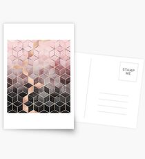 Pink And Grey Gradient Cubes Postcards