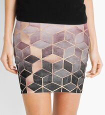 Pink And Grey Gradient Cubes Mini Skirt