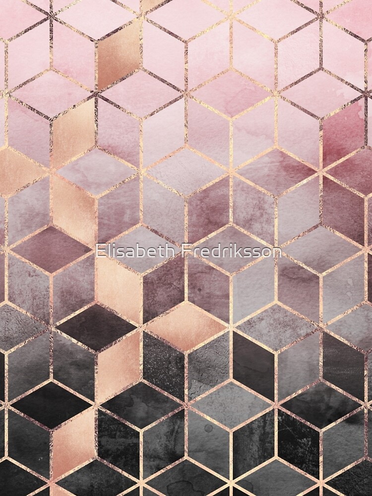 Pink And Grey Gradient Cubes by foto-ella