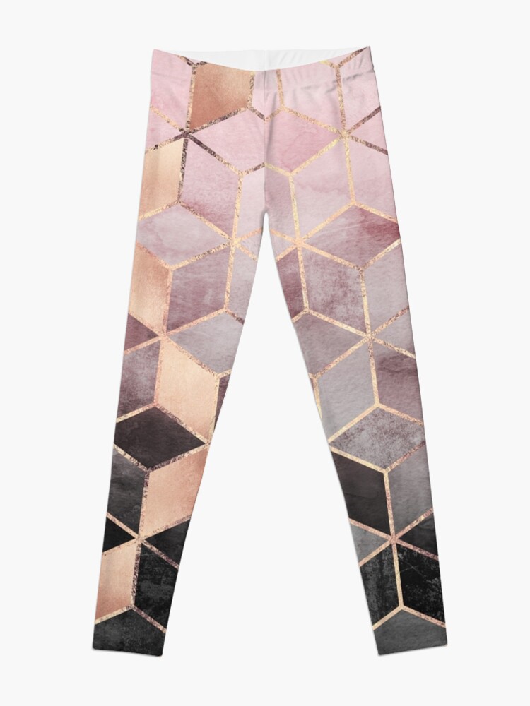 Alternate view of Pink And Grey Gradient Cubes Leggings