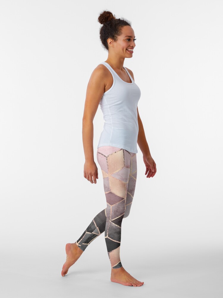 Alternate view of Pink And Grey Gradient Cubes Leggings