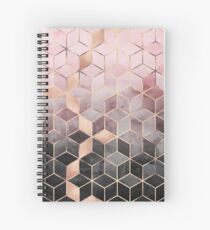 Cubes dégradés roses et gris Cahier à spirale