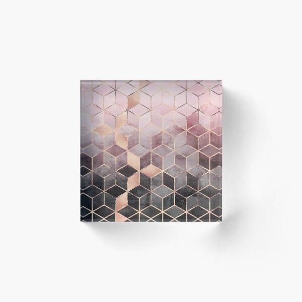 Pink And Grey Gradient Cubes Acrylic Block
