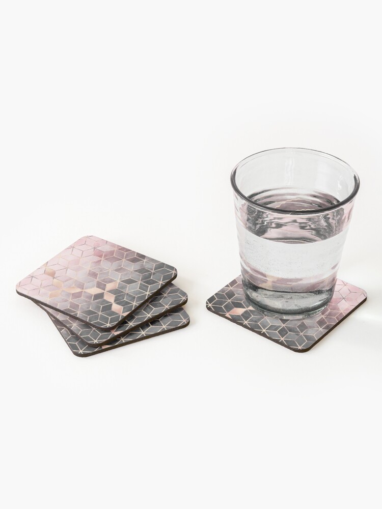 Alternate view of Pink And Grey Gradient Cubes Coasters (Set of 4)