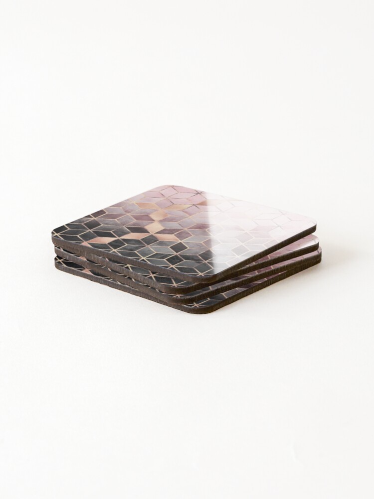 Alternate view of Pink And Grey Gradient Cubes Coasters (Set of 4)