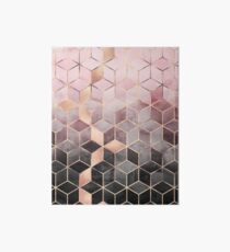 Pink And Grey Gradient Cubes Art Board